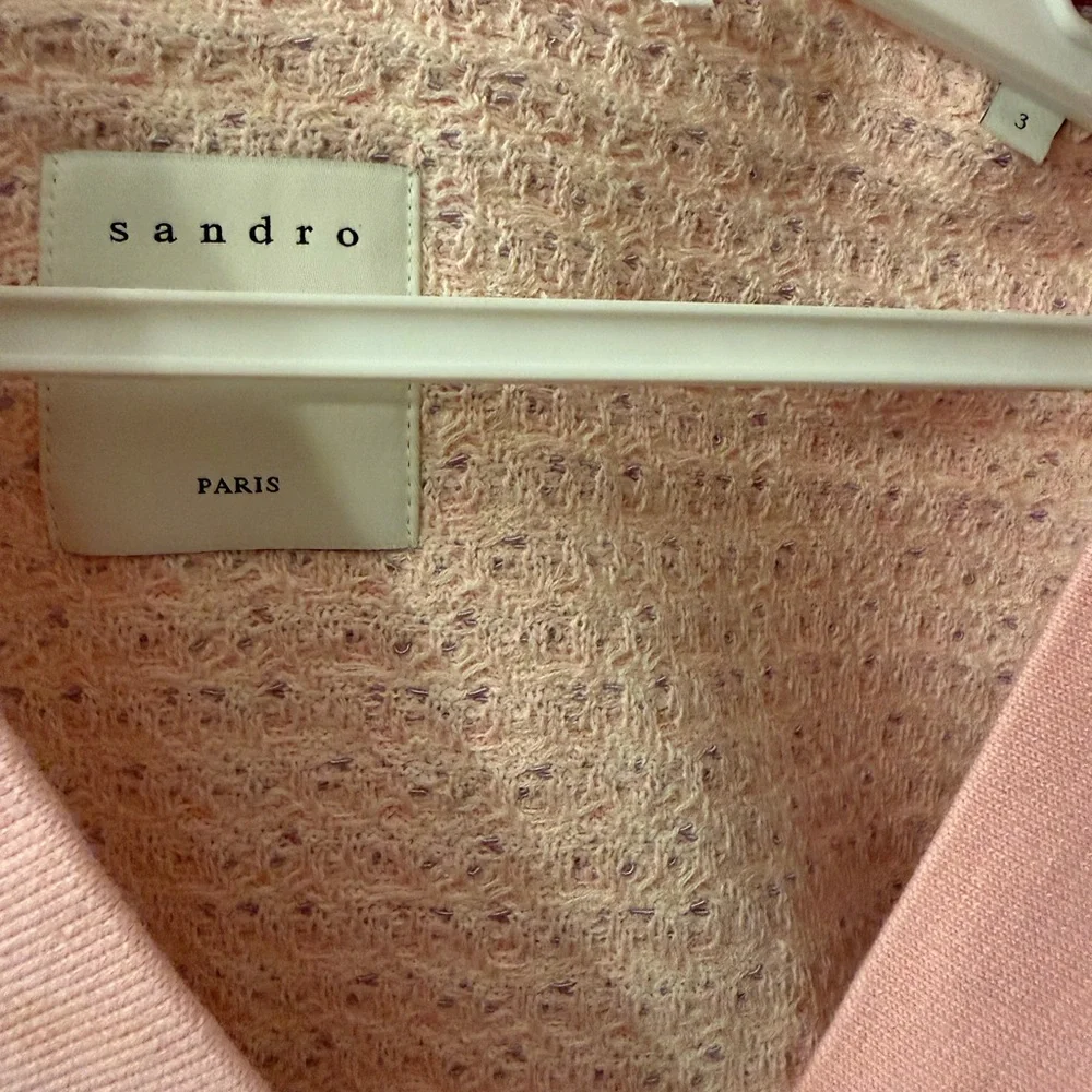 Sandro Pink Knit Cardigan with Pearl Buttons - Picture 7 of 12